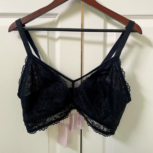 NWT Savage X Fenty floral lace and mesh bralette in black caviar size 3X - Picture 2 of 4